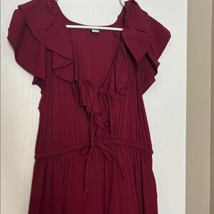 Old Navy Burgundy Ruffle Mini Dress